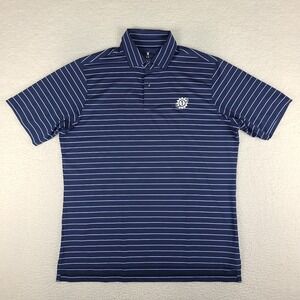 Fairway & Greene Polo Shirt Mens Large Navy Blue Striped Performance F&G Tech